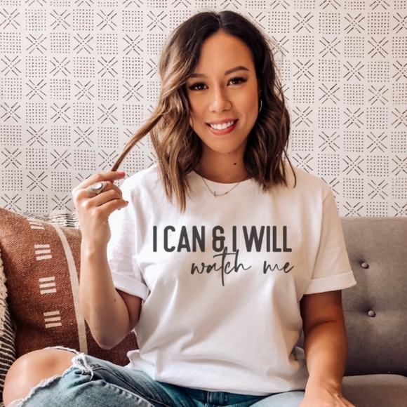 Hand Crafted Tops - I can & I will watch me T-shirt, Inspirational T-Shirt, Motivation…